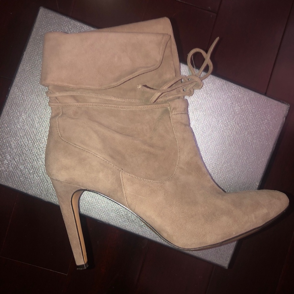 Suede high heeled booties